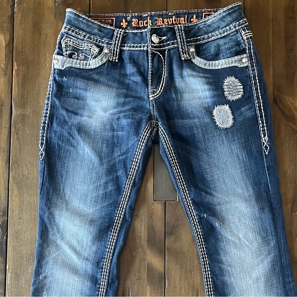 Rock Revival Alanis Boot Cut Woman’s Jeans Size 30 Denim Wash Embroidered - Picture 5 of 16